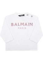 Balmain White T-shirt For Baby Girl With Logo Balmain White T-shirt For Baby Girl With Logo - White
