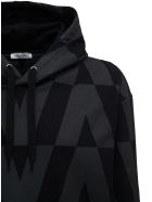Valentino Black Cotton Hoodie With Macro Optical Print Valentino Black Cotton Hoodie With Macro Optical Print - Black
