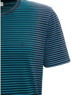 Saint Laurent Striped Cotton T-shirt With Logo Saint Laurent Striped Cotton T-shirt With Logo - Light blue