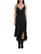 MONSE Asymmetric Lace Crepe Slip Dress MONSE Asymmetric Lace Crepe Slip Dress - Black