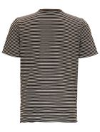 Saint Laurent Striped Cotton T-shirt With Logo Saint Laurent Striped Cotton T-shirt With Logo - Brown