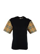 Burberry Serra - Vintage Check Sleeve Cotton T-shirt Burberry Serra - Vintage Check Sleeve Cotton T-shirt - Black