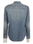 Balmain Rear Logo Distressed Denim Shirt Balmain Rear Logo Distressed Denim Shirt - Denim
