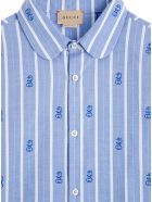 Gucci Striped Cotton Shirt With Gg Motif Gucci Striped Cotton Shirt With Gg Motif - Blu