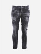 Dsquared2 Stretch Cotton Jeans With Tear Detail - Black