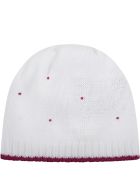 Little Bear White Hat For Babygirl With Polka-dots Little Bear White Hat For Babygirl With Polka-dots - White