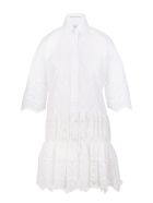 White Short Dress With Embroidery And Macrame' Ermanno Scervino White Short Dress With Embroidery And Macrame' - Bianco