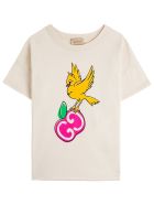 Gucci Jersey T-shirt With Gg Apple Print Gucci Jersey T-shirt With Gg Apple Print - Bone