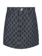 Gucci Blue Skirt For Girl With Double Gg Gucci Blue Skirt For Girl With Double Gg - Denim