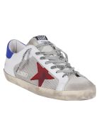 Golden Goose White Leather And Canvas Super-star Sneakers Golden Goose White Leather And Canvas Super-star Sneakers - Silver/white Red