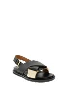 Marni Criss-cross Fussbett Calfskin Sandal Marni Criss-cross Fussbett Calfskin Sandal - Black/white