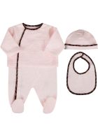 Fendi Pink Set With Double Ff For Baby Girl Fendi Pink Set With Double Ff For Baby Girl - Pink