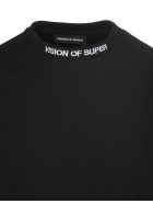 Man Black T-shirt With Fluo Pink Flame Vision of Super Man Black T-shirt With Fluo Pink Flame - Black/pink