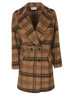 RED Valentino Double-breasted Check Coat RED Valentino Double-breasted Check Coat - Camel