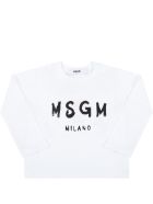 MSGM White T-shirt For Baby Kids With Logo MSGM White T-shirt For Baby Kids With Logo - White
