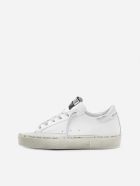 Golden Goose Hi Star Sneaker In Leather With Laminated Effect Inserts Golden Goose Hi Star Sneaker In Leather With Laminated Effect Inserts - White/silver