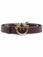 Pinko Love Berry Brown Leather Belt With Logo Pinko Love Berry Brown Leather Belt With Logo - Red