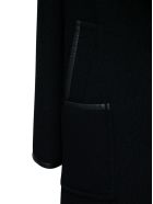 Valentino Black Wool Coat With Leather Details Valentino Black Wool Coat With Leather Details - Black
