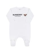 Burberry White Jumpsuit For Babykids With Thomas Bear Burberry White Jumpsuit For Babykids With Thomas Bear - White