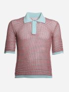 Bottega Veneta Loose Weave Polo Made Of Cotton Bottega Veneta Loose Weave Polo Made Of Cotton - Red, light blue