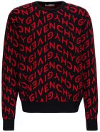 Givenchy Wool Sweater With Allover Refracted Logo Jacquard Givenchy Wool Sweater With Allover Refracted Logo Jacquard - Red