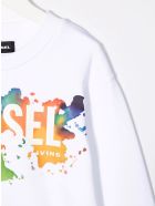 Kids Screwdosky White Sweatshirt With White Oversize Logo Diesel Kids Screwdosky White Sweatshirt With White Oversize Logo