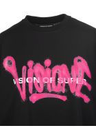 Black And Fuchsia "visione" Man T-shirt Vision of Super Black And Fuchsia "visione" Man T-shirt - Nero/viola