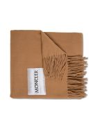 Moncler Camel Colored Wool Scarf With Logo Moncler Camel Colored Wool Scarf With Logo - Brown