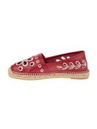 Red Leather Espadrilles With Cut-out Detail RED Valentino Red Leather Espadrilles With Cut-out Detail - Cherry/latte