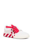 Off-White Low Vulcanized White And Red Fabric Sneakers Off-White Low Vulcanized White And Red Fabric Sneakers - White