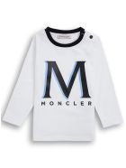 Moncler Long-sleeved Cotton T-shirt With Logo Print Moncler Long-sleeved Cotton T-shirt With Logo Print - White