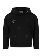Moncler Black Sweatshirt For Boy With Logos Moncler Black Sweatshirt For Boy With Logos - Black