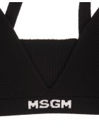 Ribbed Knit Logo-hem Bra MSGM Ribbed Knit Logo-hem Bra - Nero