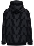 Valentino Black Cotton Hoodie With Macro Optical Print Valentino Black Cotton Hoodie With Macro Optical Print - Black