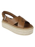 Prada Side Buckled Wedge Sandals Prada Side Buckled Wedge Sandals - Cognac