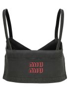 Miu Miu Garment-dyed Fleece Top Miu Miu Garment-dyed Fleece Top - IRON GREY