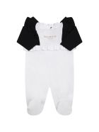 Balmain White Set For Baby Girl With Golden Logo Balmain White Set For Baby Girl With Golden Logo - White
