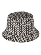 Stripe Patterned Logo Bucket Hat Valentino Garavani Stripe Patterned Logo Bucket Hat - Black and white