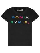 Sonia Rykiel Black T-shirt For Girl With Colorful Logo Sonia Rykiel Black T-shirt For Girl With Colorful Logo - Black