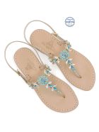 Marina Grande Flip Flops Thong Sandals Dea Sandals Marina Grande Flip Flops Thong Sandals - gold, crystal, aquamarine, aquamarine blue opal