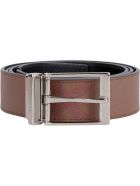 Burberry Leather And Fabric Reversible Belt Burberry Leather And Fabric Reversible Belt - brown