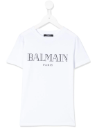 Unisex Kid White T-shirt With Black Logo Balmain Unisex Kid White T-shirt With Black Logo