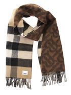Burberry Tb Half Mega - Reversible Cashmere Scarf With Tartan And Monogram Pattern Burberry Tb Half Mega - Reversible Cashmere Scarf With Tartan And Monogram Pattern - Dark Chestnut Brown