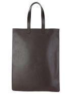 Comme Des Garcons Wallet Leather Logo Print Tote Bag Comme des Garçons Wallet Comme Des Garcons Wallet Leather Logo Print Tote Bag - BROWN