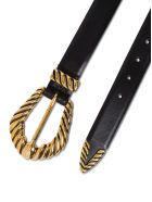Alberta Ferretti Leather Belt With Metal Buckle Alberta Ferretti Leather Belt With Metal Buckle - Black