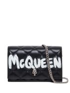 Alexander McQueen Graffiti Quilted Leather Crossbody Bag With Logo Alexander McQueen Graffiti Quilted Leather Crossbody Bag With Logo - White/black