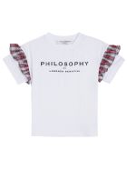 Philosophy di Lorenzo Serafini Kids Cotton T-shirt With Logo And Ruffles Detail Philosophy di Lorenzo Serafini Kids Cotton T-shirt With Logo And Ruffles Detail - White