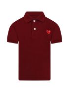 Comme des Garçons Play Burgundy Polo T-shirt For Kids With Logo Comme des Garçons Play Burgundy Polo T-shirt For Kids With Logo - Bordeaux
