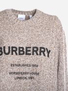 Burberry Wool Blend Sweater With Contrasting Logo Print Burberry Wool Blend Sweater With Contrasting Logo Print - Camel