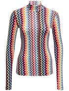 M Missoni Long-sleeved T- Shirt With Multicolor Zig Zag Print M Missoni Long-sleeved T- Shirt With Multicolor Zig Zag Print - Multicolor